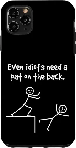 Vista 13 de Even Idiots Need A Pat On The Back Funny Stick Man Joke - Funda de regalo para iPhone 17