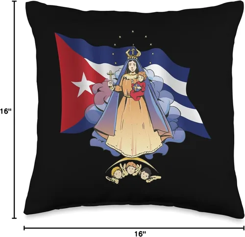 Vista 4 de Cuban Virgen de la Caridad del Cobre Art by NLTS Virgen la Caridad del Cobre Patrona de Cuba y Bandera Cubana, 16.0 x 16.0 in, Multicolor