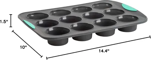 Vista 7 de Trudeau Structure - Molde de silicona para magdalenas, 12 tazas, silicona flexible con forro duro para mantener la forma, antiadherente, sin BPA