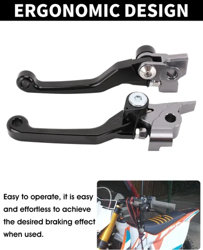 Vista 5 de JFG RACING Palancas de embrague y freno plegables para moto de tierra, palancas de embrague desmontables para 125 150 250 300 350 450 500 SX XC EXC