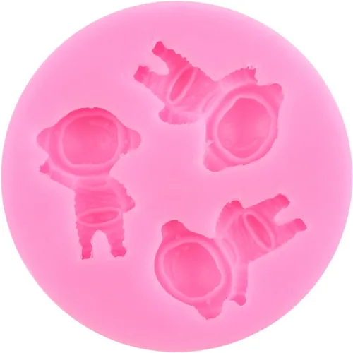Vista 8 de ZiXiang Molde de silicona para astronauta, diseño de astronauta, planeta, cohete, satélite, fondant, para decoración de pasteles, cupcakes