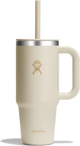 Vista 25 de Hydro Flask Vaso de Viaje con Asa, Tapa y Pajita - Acero Inoxidable Aislado en 24 Oz Aloe