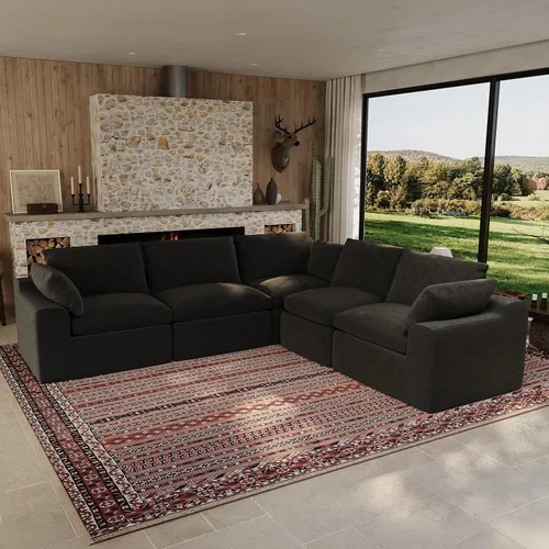 Vista 19 de Maywish Sofá Cloud de 104 pulgadas, sofá modular en forma de L, color gris Gris oscuro