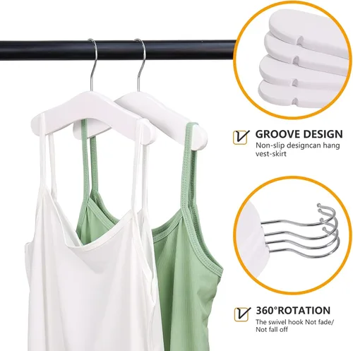 Vista 2 de Perchas de madera para bebés y niños, 10 piezas de madera natural para niños, ropa para niños, perchas para ropa de bebé