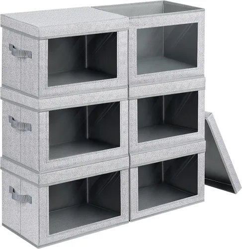 Vista 36 de Homsorout Contenedores de almacenamiento con tapas, organizadores pequeños de tela con ventana, contenedores de almacenamiento plegables para ropa