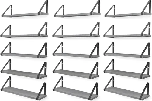 Vista 16 de Wallniture Ponza - Estante flotante de pared de 17 x 4.5 pulgadas, estantes pequeños de madera para almacenamiento en la pared, estante montado