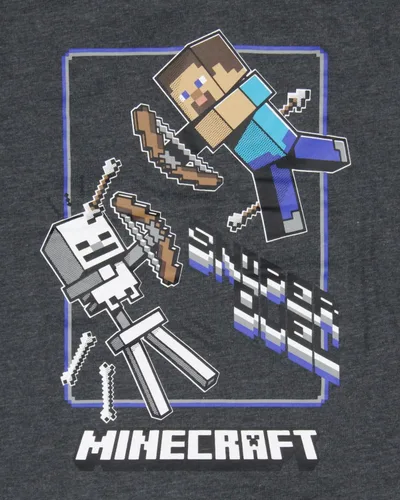 Vista 2 de Minecraft Steve Skeleton Super Duel - Camiseta de manga larga para niños