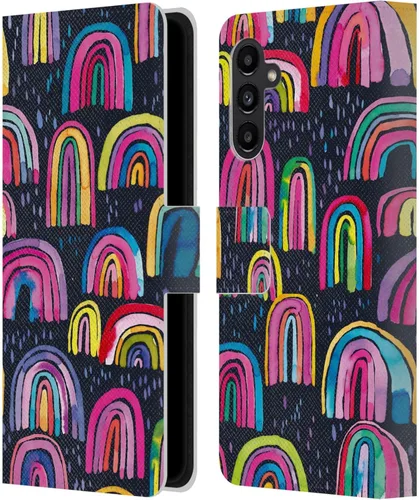 Vista 152 de Head Case Designs Officially Licensed Ninola Brushstrokes Black Summer Patterns Leather Wallet Case Compatible with Samsung Galaxy A07 4G