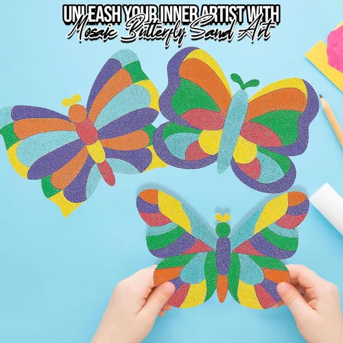 Vista 3 de Mosaic Butterfly Sand Art Pictures - Set of 12 - Crafts for Kids and Fun Home Activities (Pack of 2)