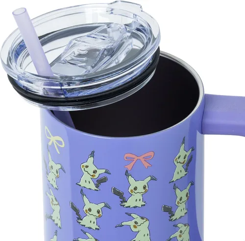 Vista 4 de Silver Buffalo Pokemon Cafe Art Mimikyu Stainless Steel Tumbler, 30oz