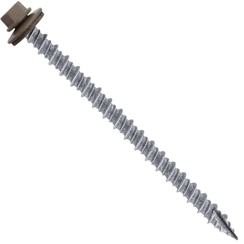 Vista 219 de Tornillos para techos de metal gris ABC 10 x 1 - Cabezal hexagonal - Arandela EPDM - Arandela de arranque automático/roscado - 1 bolsa - 250