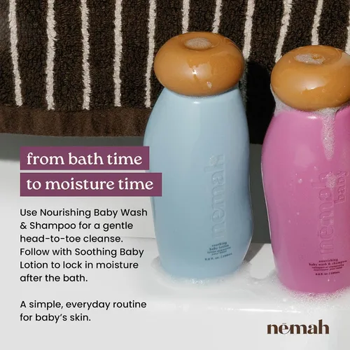 Vista 8 de Nemah Jabón y champú para bebés, lavado de bebé 2 en 1 para cabello y cuerpo, champú sin lágrimas y gel de baño con manzanilla, aloe vera y aceite