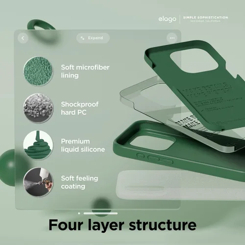 Vista 4 de elago Funda compatible con iPhone 15 Pro Max, de silicona líquida, funda protectora de cuerpo completo, a prueba de golpes, funda delgada