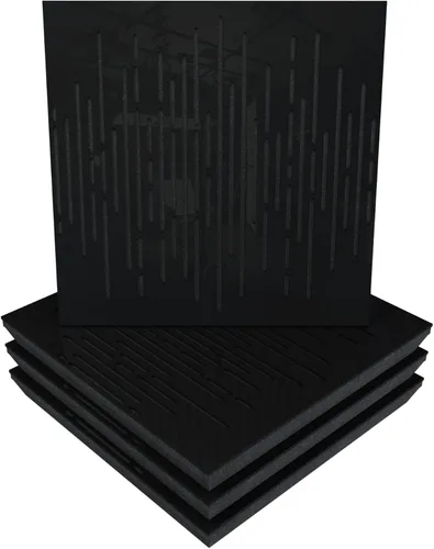Vista 15 de Panel acústico difuso de absorción de sonido, «onda» para estudio de grabación Laminado en madera, (paquete de 4): (Negro)