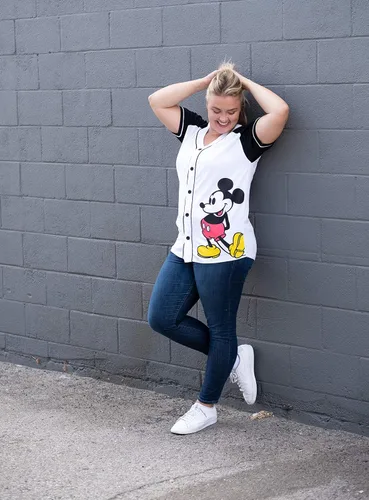 Vista 4 de Disney Mickey Mouse 28 - Camiseta para mujer con botones frontales