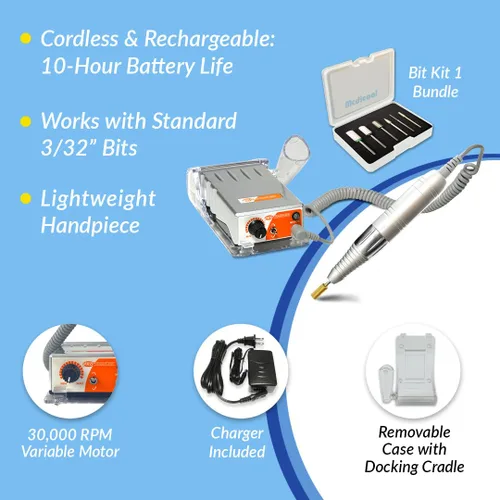 Vista 2 de Medicool Pro Power 20K - Taladro de uñas eléctrico portátil de 20 K, máquina profesional de 20,000 RPM para manicura y pedicura con kit de brocas, 1