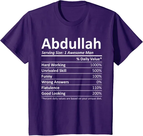Vista 21 de ABDULLAH Nutrition Funny Birthday Personalizado Nombre Regalo T-Shirt Negro