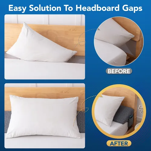 Vista 2 de Almohada de cuña de tamaño individual de patente (39 x 10 x 6 pulgadas), almohada de cuña para cabecero, almohada triangular, almohada larga