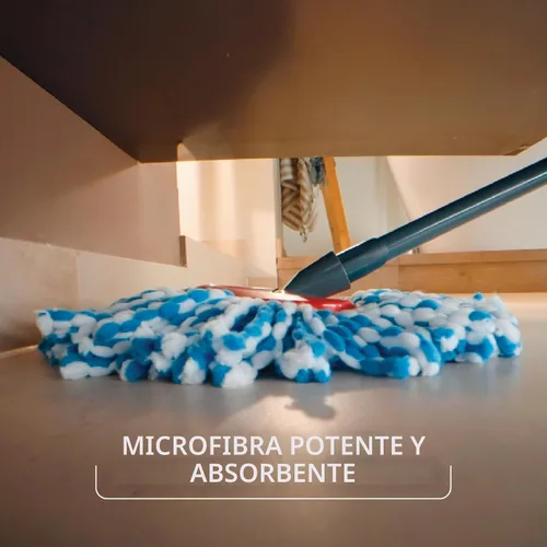 Vista 4 de O-Cedar EasyWring RinseClean - Recambio de microfibra para trapeador giratorio, 1 paquete, color azul