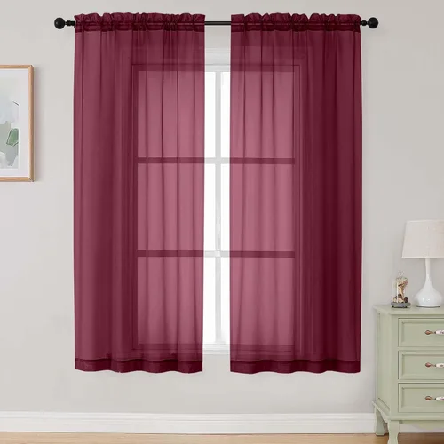 Vista 237 de 2 paneles de cortinas traslúcidas blancas para dormitorio, sala de estar, 96 pulgadas de largo, modernas, suaves, ligeras, con bolsillo para barra