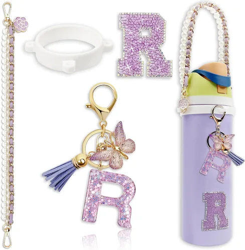 Vista 80 de Letter Handle Strap Accessories with Cute Initial Charm Compatible with Owala Water Bottle 24oz 32oz 40oz Owala Kids