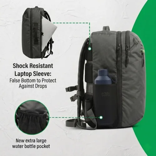Vista 3 de COR Surf - Mochila de viaje aprobada para vuelo, de cabina, para laptop Mochila de equipaje de fin de semana para negocios, unisex, 28 l