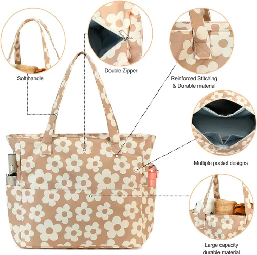 Vista 2 de Bluboon - Bolsa de playa impermeable para mujer, extra grande, con compartimento húmedo, para llevar de fin de semana, bolsa de piscina para viajes