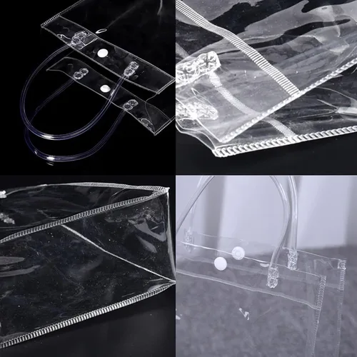 Vista 3 de Tergy 50 bolsas de regalo de plástico con asa reutilizables de PVC, bolsas de regalo para despedida de soltera, dama de honor, boda, cumpleaños