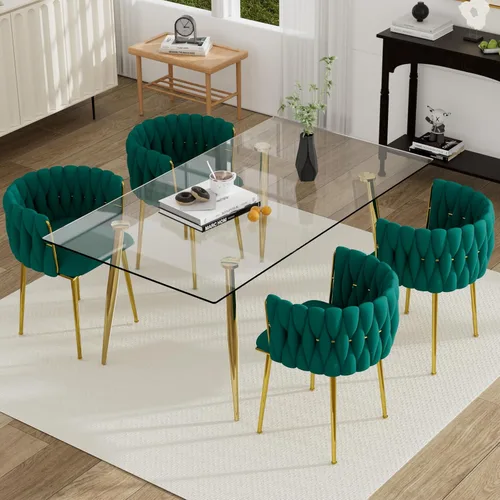 Vista 52 de Juego de mesa de comedor de cristal plateado para 2, juego de mesa cuadrada de lujo moderno de 36 pulgadas, juego de mesa de cocina minimalista de 3