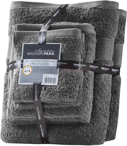 Vista 3 de Madison Park SIGNATURE Luce - Lujoso juego de toallas de baño 100% algodón egipcio, sedosas, suaves y altamente absorbentes, calidad de spa premium