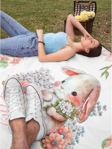 Vista 7 de Manta de franela de forro polar con nombre de conejo, manta de regalo ligera y suave para cama, sofá, viajes al aire libre, 30 x 40 pulgadas
