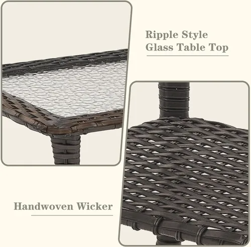 Vista 5 de Belord Mesa de centro al aire libre para patio, mesa de centro de ratán de 40 pulgadas con almacenamiento de 2 capas, mesa rectangular de mimbre