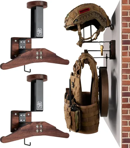 Vista 8 de OneTigris Soporte de Pared para Casco de Motocicleta, Soporte de Equipo Táctico con Soporte para Casco y Colgador de Portaplacas, Organizador