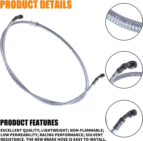 Vista 3 de Tubería de manguera de freno hidráulica trenzada de 70 pulgadas, compatible con GY6 chino, ATV, motocross, Go Kart, 0.394 in, extremos banjo de 70.1