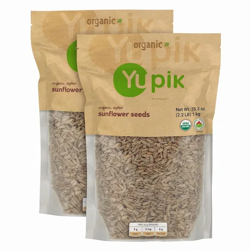 Vista 9 de Yupik Semillas de girasol orgánicas, sin cáscara, 2.2 libras (35.2 onzas), sin OGM, veganas, sin gluten, kosher, semillas crudas, sin sal, sin