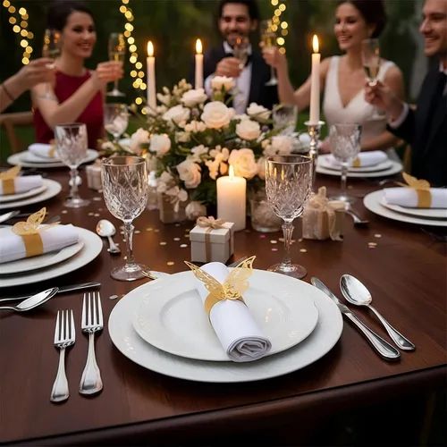 Vista 5 de 100 servilleteros, servilleteros de papel de mariposa 3D para lugares, recepciones de boda, cenas o fiestas de vacaciones, reuniones familiares