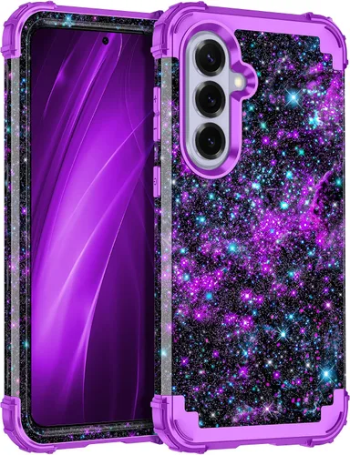 Vista 75 de Miqala Funda para Galaxy S21 FE 5G, brilla en la oscuridad, tres capas, resistente, protección a prueba de golpes, parachoques de plástico