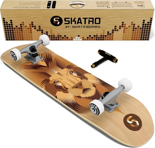 Vista 8 de Skatro - Patineta profesional de 31 pulgadas completa. Tabla de patinaje para edades: adultos, niños, principiantes y niñas