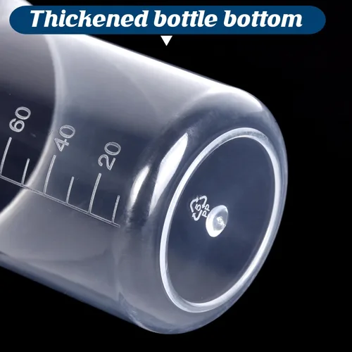 Vista 4 de 6 vasos de plástico de laboratorio de 3.4 fl oz, tazas medidoras transparentes con escala graduada y boquilla de vertido para experimentos