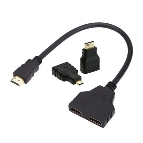 Vista 6 de chenyang Adaptador de cable de extensión de interruptor divisor HDMI 1 a 2 con conector micro y mini HDMI
