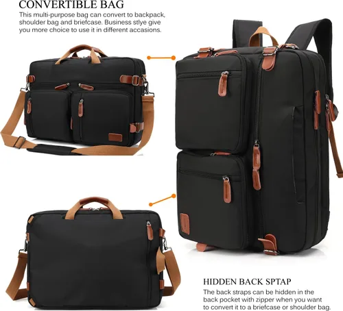 Vista 2 de CoolBELL Mochila convertible tipo mensajero, bolsa de hombro, funda para laptop, bolso de mano, maletín de negocios, mochila de viaje