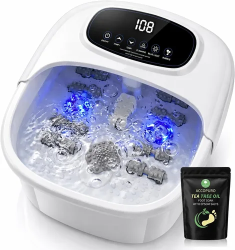 Vista 8 de Bañera de remojo de pies con ozono y UV, masajeador de baño de spa Negro