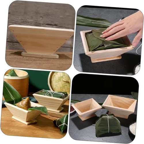 Vista 2 de EXCEART Molde de madera Zongzi Moldes de alimentos Herramientas de chocolate Herramientas de madera Bola de masa de arroz Cocina Comida Musubi Maker