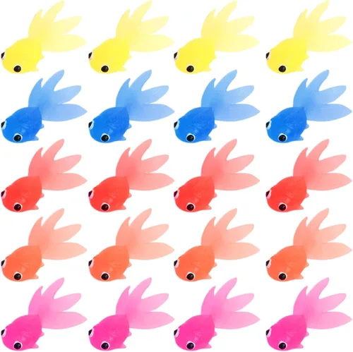 Vista 7 de 20pcs Goldfish Pet Fish para gato juguete – Mini Goldfish natación en el agua – Novedad impermeable niño juguete de natación
