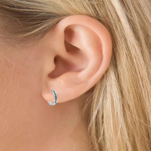 Vista 2 de Dazzlingrock Collection - Pendientes de aro pequeños de 0.433 in, plata de ley (0.15 quilates)