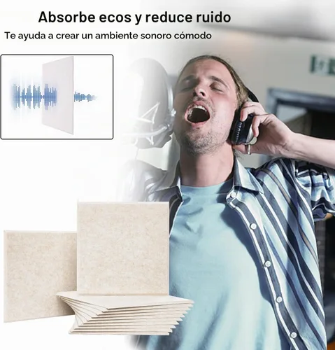 Vista 3 de Paneles acústicos cuadrados para paredes, paneles absorbentes de sonido para paredes, techos, puertas, paquete de 12 de 12 x 12 x 0.4 pulgadas