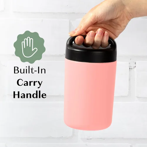 Vista 5 de Goodful Tarro de comida de acero inoxidable, recipiente de almacenamiento de alimentos aislado con sello al vacío de doble pared con asa de Rubor