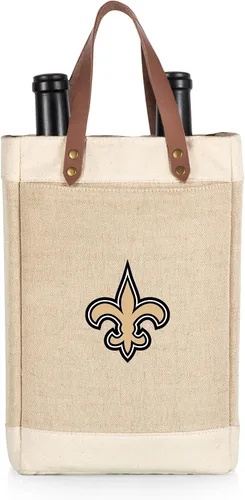 Vista 12 de PICNIC TIME NFL Pinot - Jute 2 Bottle Insulated Wine Bag - Wine Tote Bag - Wine Gift Bag, (Beige)