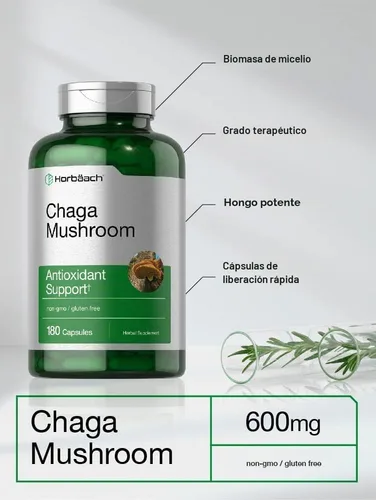 Vista 3 de Horbäach Cápsulas de extracto de hongos Chaga 180 pastillas