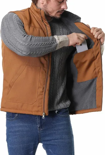 Vista 3 de MOERDENG Chaleco de cuello alto falso con forro polar lavado de pato lavado para hombre
